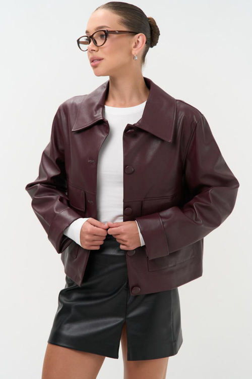  Зображення Жіноча куртка-блейзер з еко шкіри 