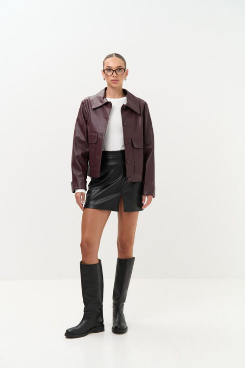  Зображення Жіноча куртка-блейзер з еко шкіри 