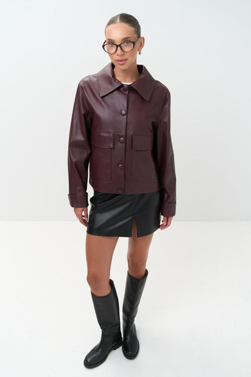  Зображення Жіноча куртка-блейзер з еко шкіри 