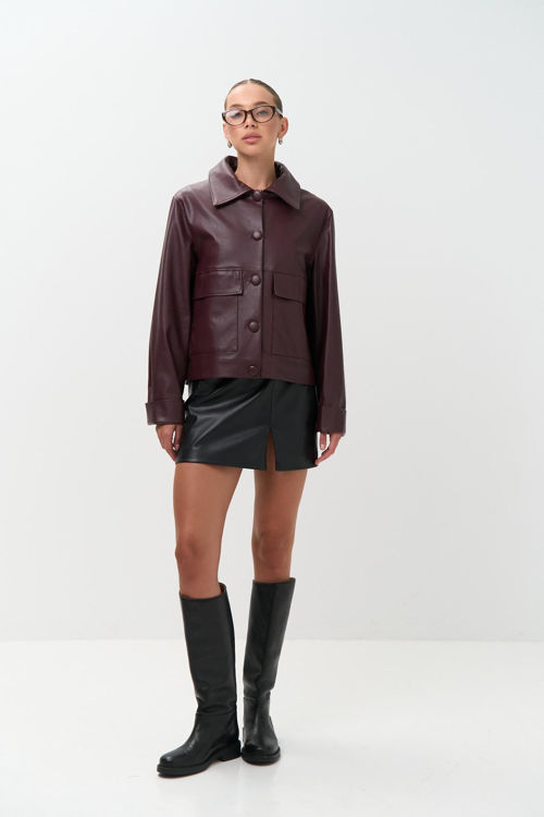  Зображення Жіноча куртка-блейзер з еко шкіри 