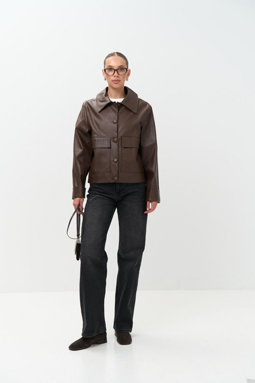  Зображення Жіноча куртка-блейзер з еко шкіри 