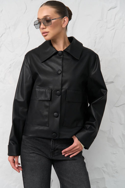  Зображення Жіноча куртка-блейзер з еко шкіри 