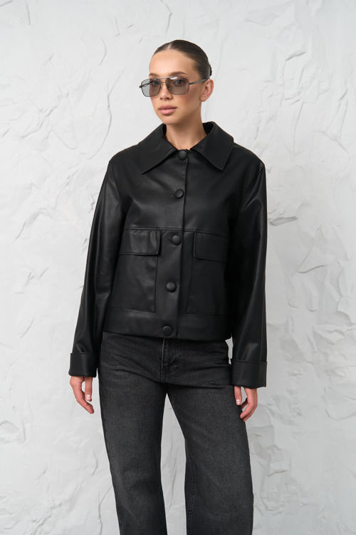  Зображення Жіноча куртка-блейзер з еко шкіри 