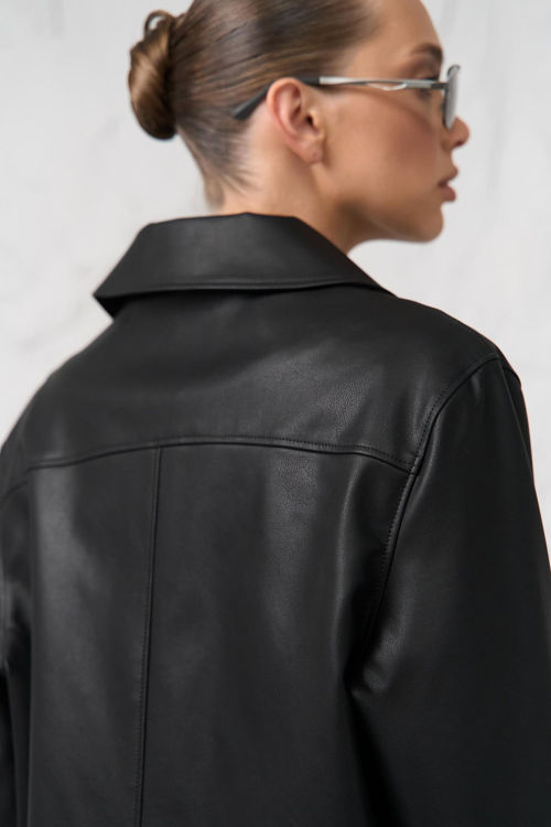  Зображення Жіноча куртка-блейзер з еко шкіри 