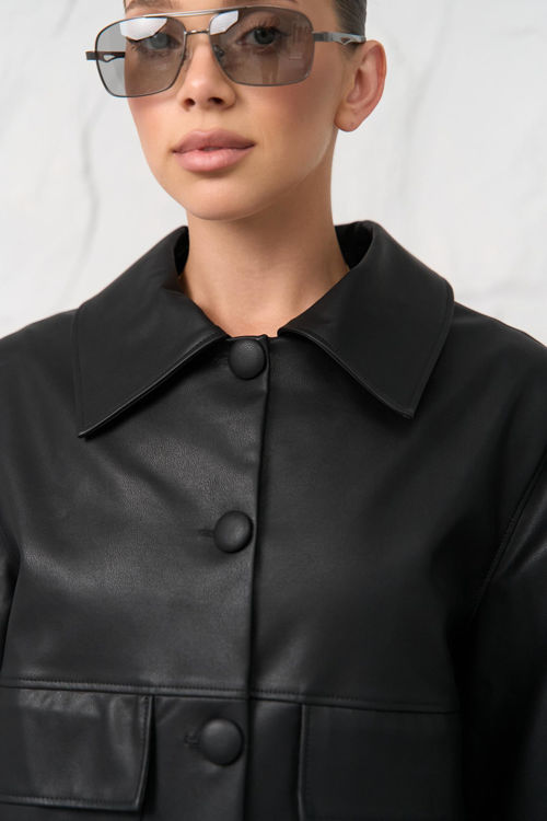  Зображення Жіноча куртка-блейзер з еко шкіри 