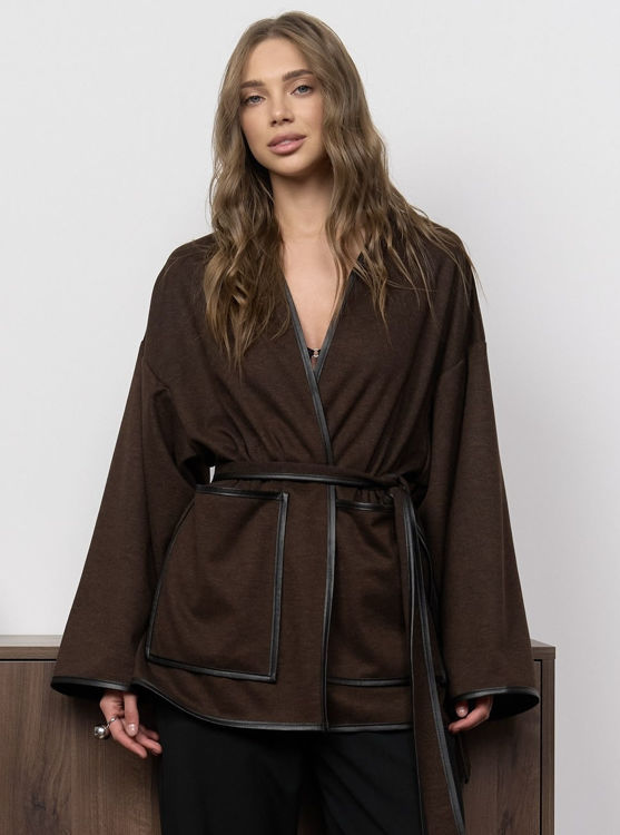  Зображення Кардиган з кантом з еко- шкіри 