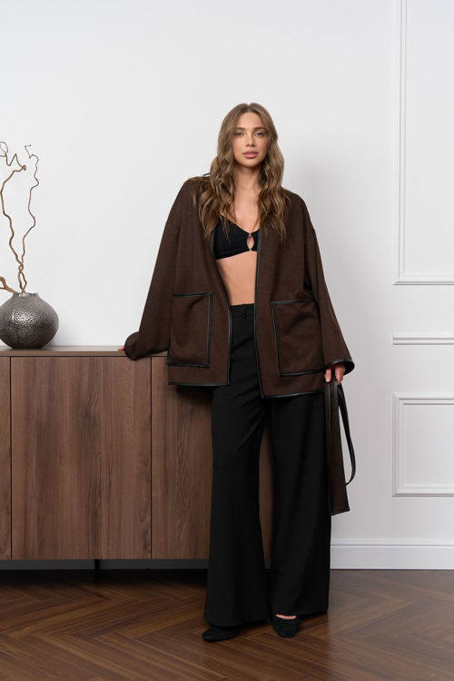  Зображення Кардиган з кантом з еко- шкіри 