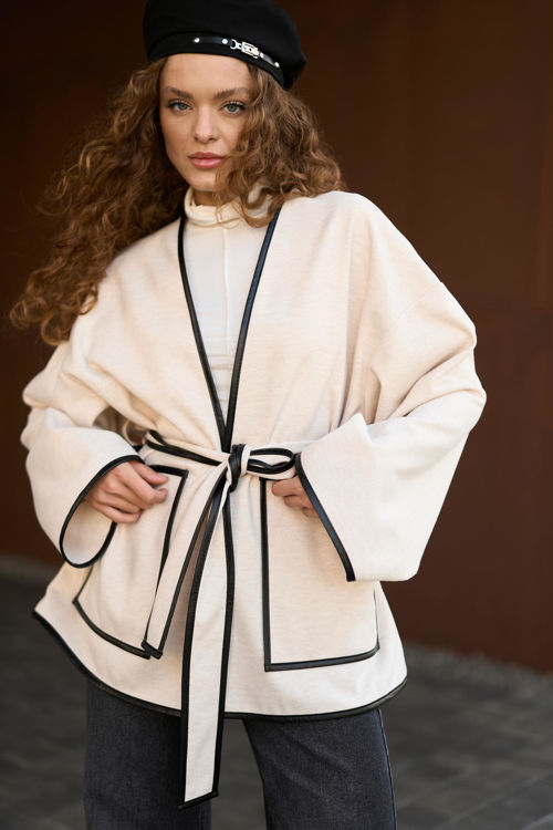  Зображення Кардиган з кантом з еко- шкіри 