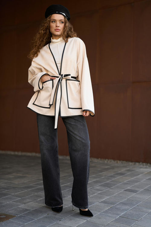  Зображення Кардиган з кантом з еко- шкіри 