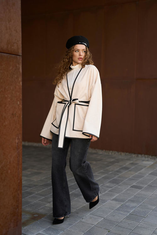  Зображення Кардиган з кантом з еко- шкіри 