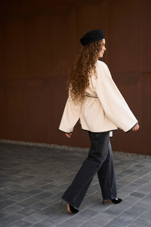  Зображення Кардиган з кантом з еко- шкіри 