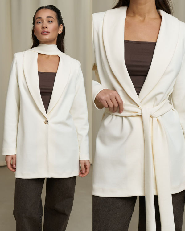  Зображення Кардиган з поясом  в класичному стилі 