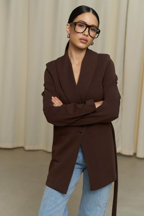  Зображення Кардиган з поясом  в класичному стилі 