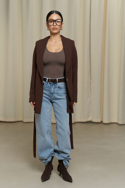  Зображення Кардиган з поясом  в класичному стилі 