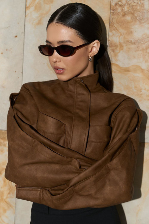  Зображення Куртка-бомбер з еко- шкіри 