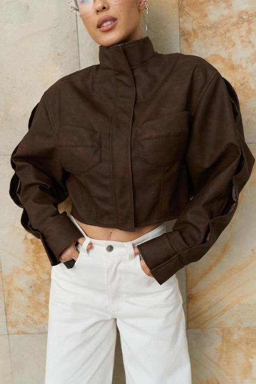  Зображення Куртка-бомбер з еко- шкіри 