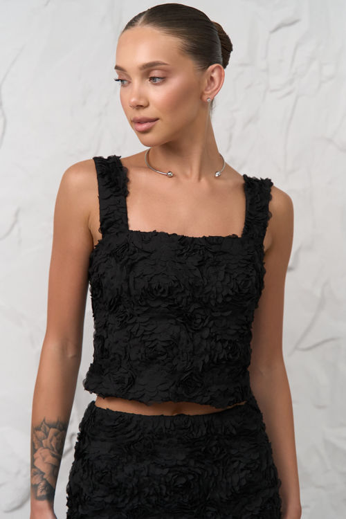  Зображення Костюм топ та спідниця з квітковою вишивкою 