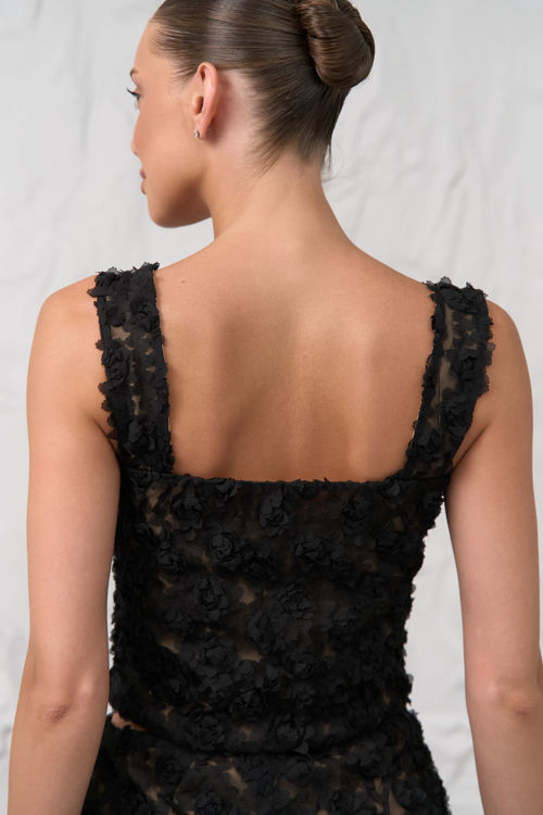  Зображення Костюм топ та спідниця з квітковою вишивкою 