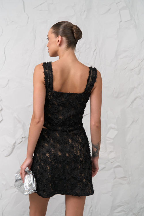  Зображення Костюм топ та спідниця з квітковою вишивкою 