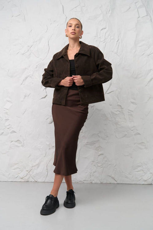  Зображення Спідниця сатинова в довжині міді 