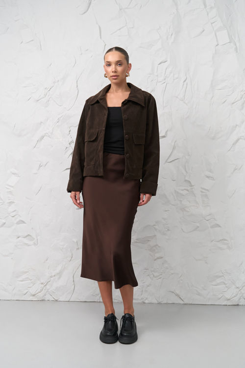  Зображення Спідниця сатинова в довжині міді 