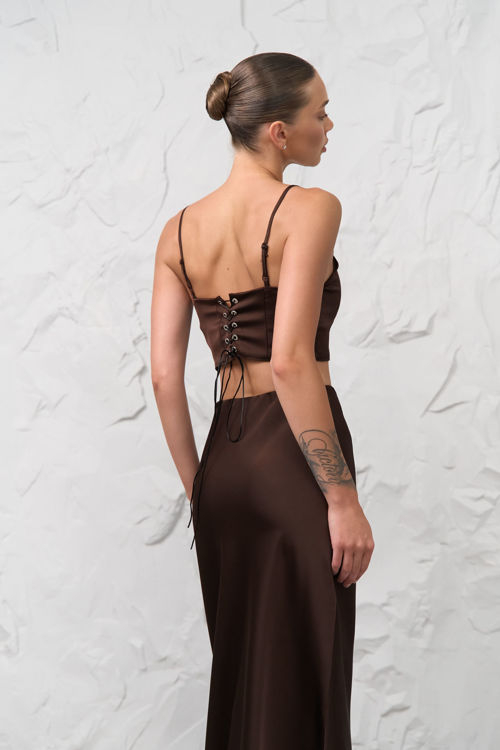  Зображення Спідниця сатинова в довжині міді 