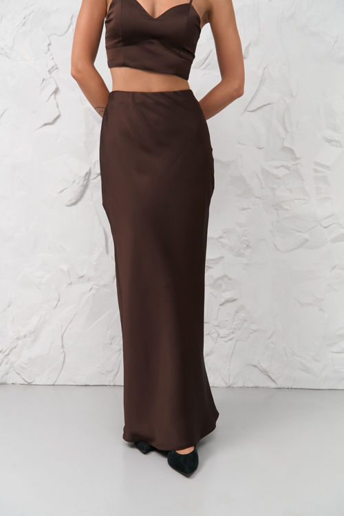  Зображення Спідниця з шовк-сатину в довжині максі 