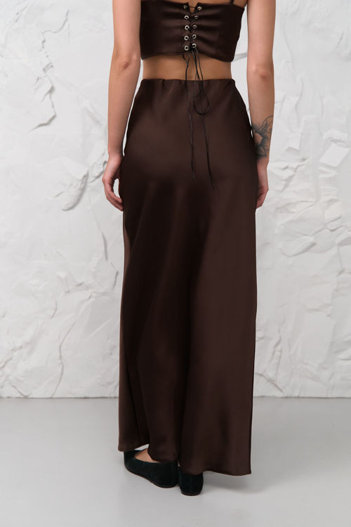  Зображення Спідниця з шовк-сатину в довжині максі 