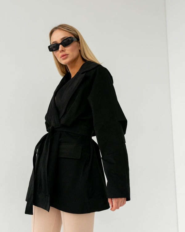  Зображення Жіночий вкорочений тренч із поясом (XL- 3XL) 