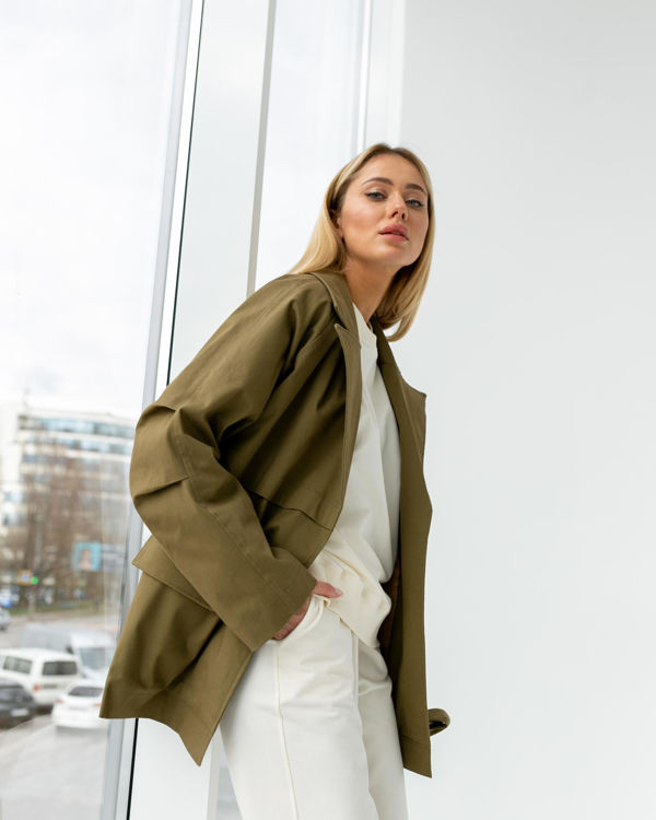  Зображення Жіночий вкорочений тренч із поясом (XL- 3XL) 