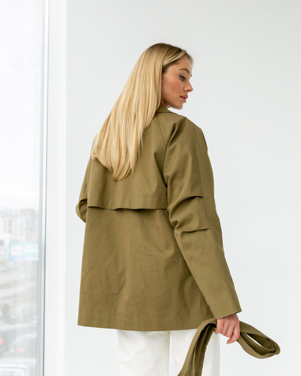  Зображення Жіночий вкорочений тренч із поясом (XL- 3XL) 