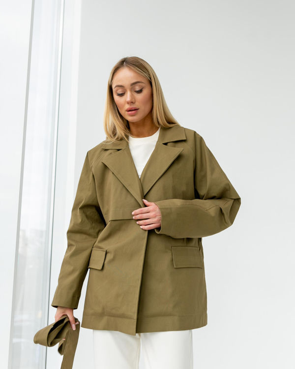  Зображення Жіночий вкорочений тренч із поясом (XL- 3XL) 