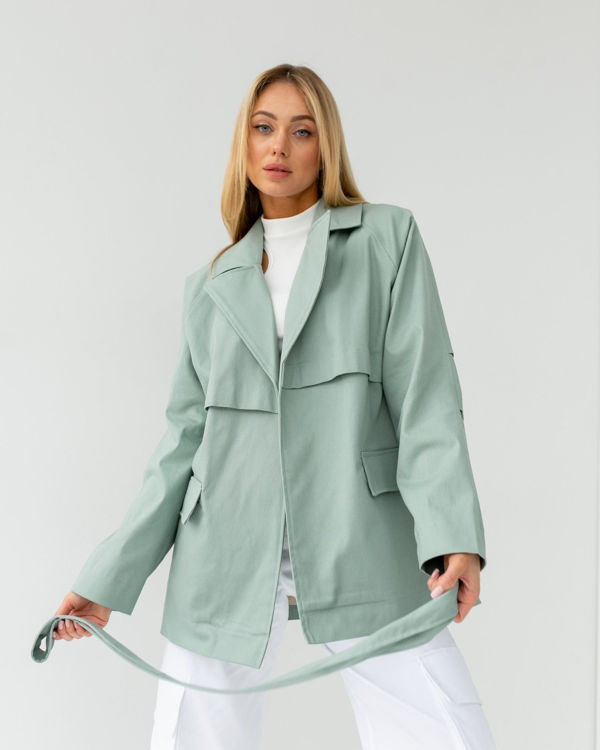  Зображення Жіночий вкорочений тренч із поясом (XL- 3XL) 