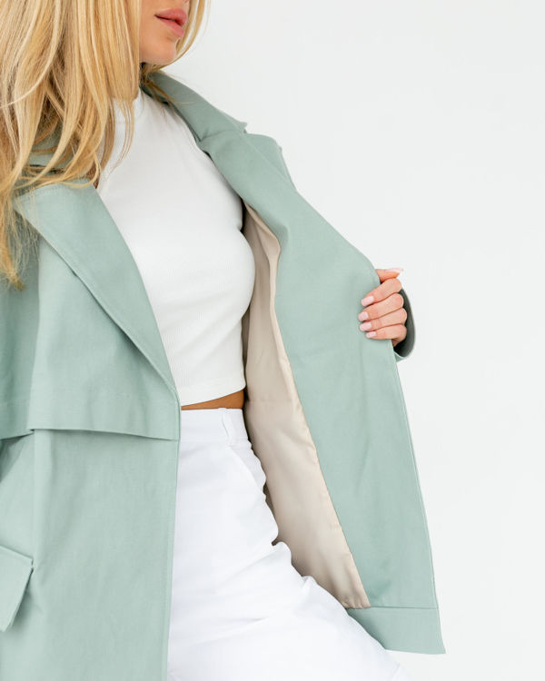  Зображення Жіночий вкорочений тренч із поясом (XL- 3XL) 