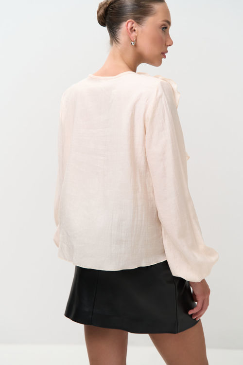  Зображення Блуза з воланами з бавовняної жатки 